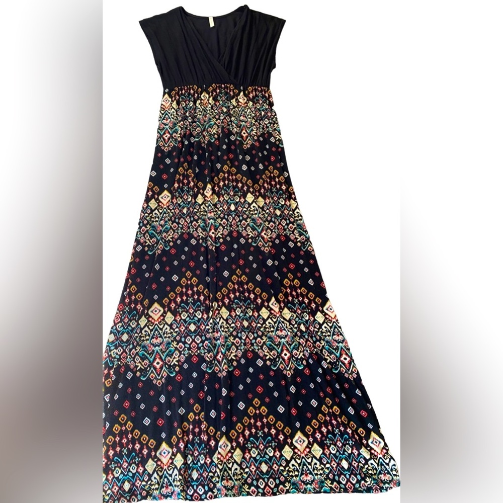 Pinkblush maternity knit sleeveless maxi dress black size S